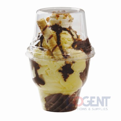 Empty Glass Ice Cream Cup and Waffle Cone As Container for Dessert