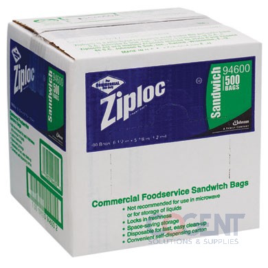 Ziploc Resealable Sandwich Bags, 1.2 Mil, 6.5 X 6, Clear, 500